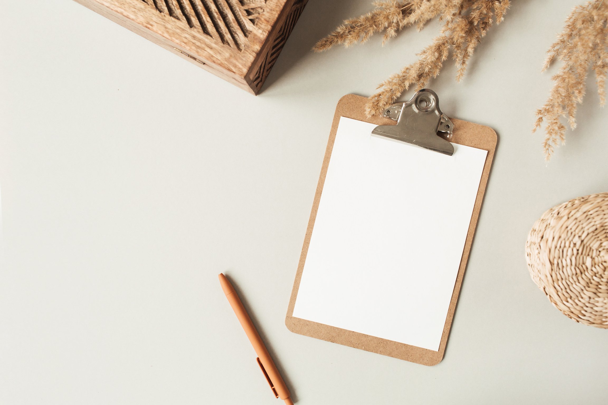 Clipboard on Minimal Boho Flatlay 